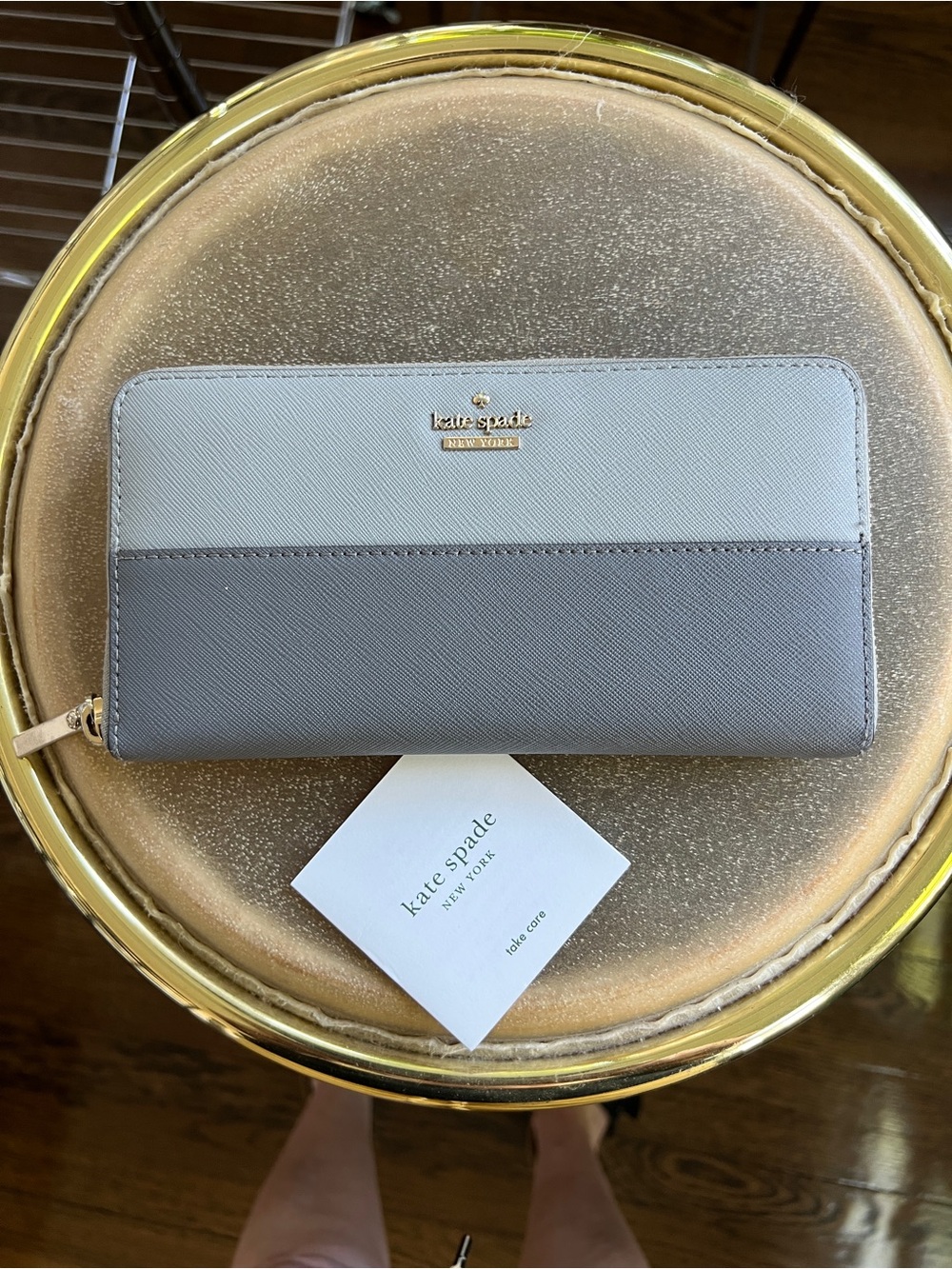 kate spade Two-Tone Light Gray and Medium Gray Zip Wallet